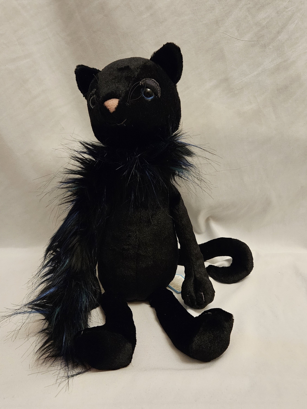 Jellycat Glamorama Cat NWT Black Plush Cat Stuffed Animal with Feather Accent